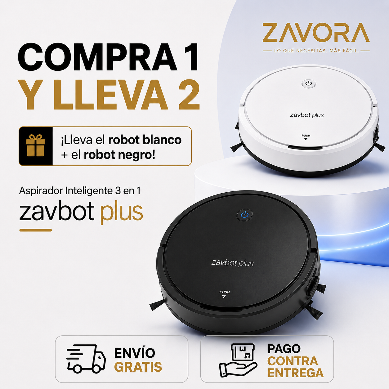 Compre 1 y LLÉVATE 2 - Robot Aspirador Inteligente ZavBot Plus 3 en 1
