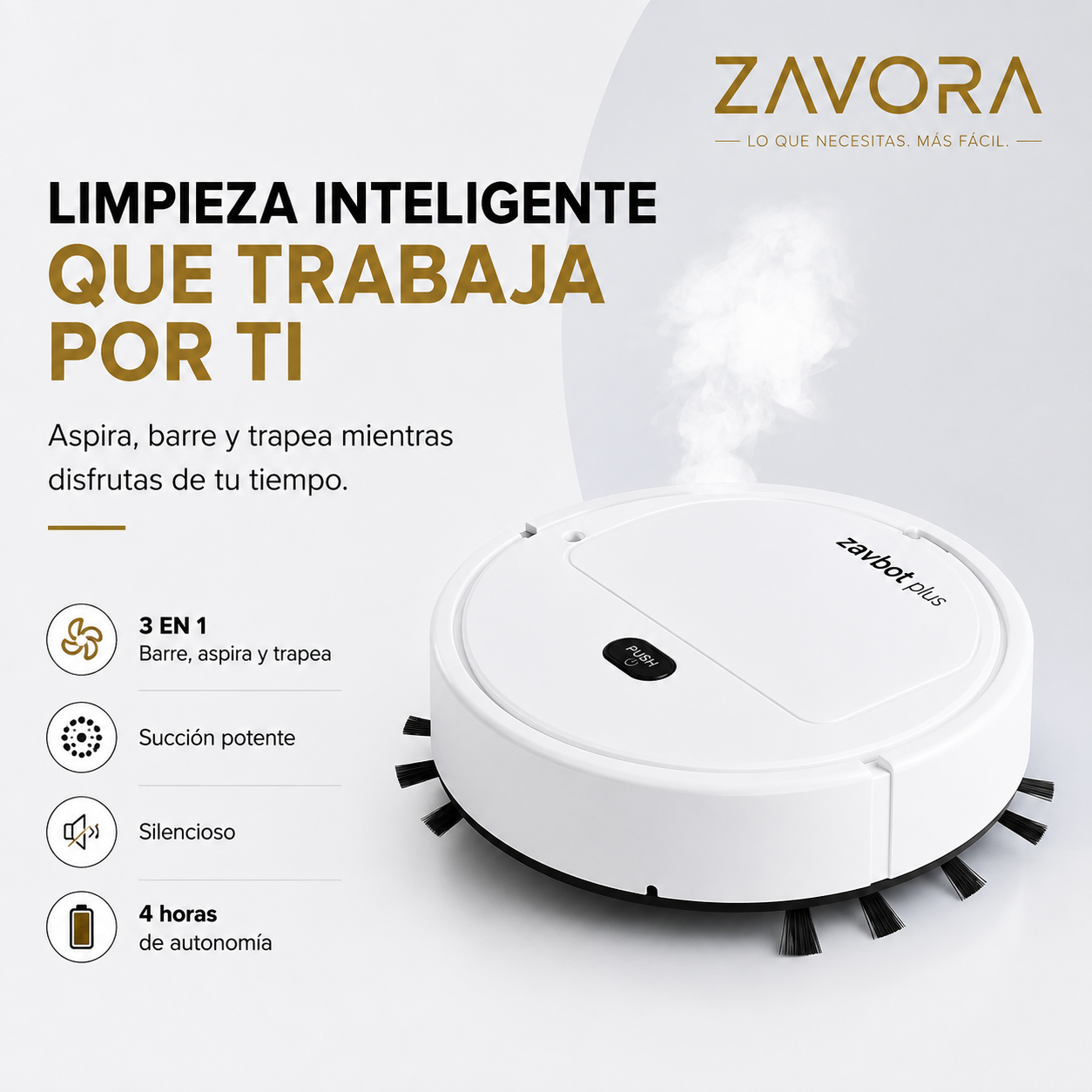 Compre 1 y LLÉVATE 2 - Robot Aspirador Inteligente ZavBot Plus 3 en 1