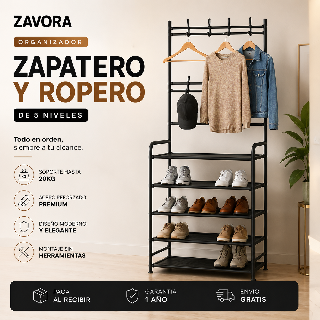 Organizador de 5 niveles - Zapatero y Ropero